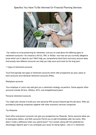 SpecificsYouHaveToBeInformedOnFinancialPlanningServices