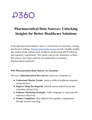 Pharmaceutical Data Sources: Unlocking Insights for Better Healthcare Solutions