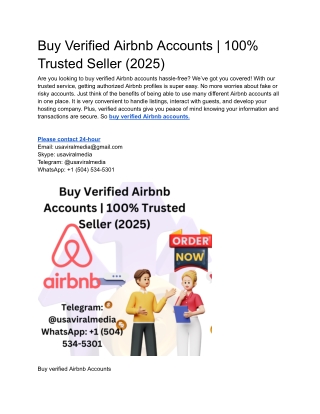 Buy Verified Airbnb Accounts _ 100% Trusted Seller (2025)