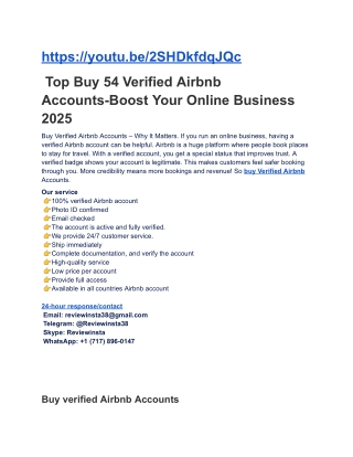 Top Buy 54 Verified Airbnb Accounts-Boost Your Online Business 2025