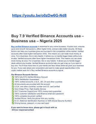 Buy 7.9 Verified Binance Accounts usa – Business usa – Nigeria 2025