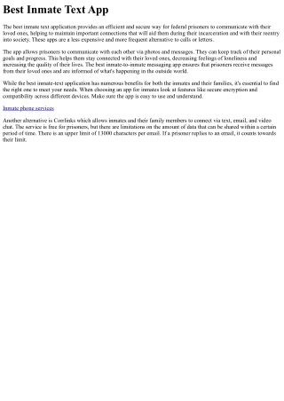 Best Inmate Text App