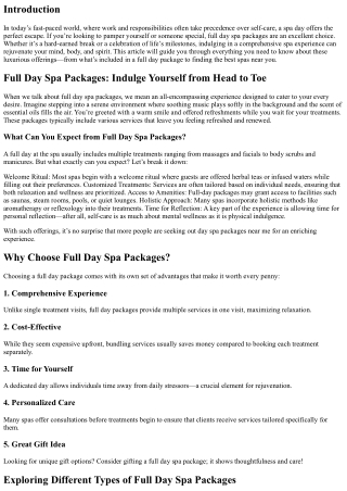 **Full Day Spa Packages: Indulge Yourself from Head to Toe**