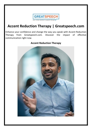 Accent Reduction Therapy | Greatspeech.com