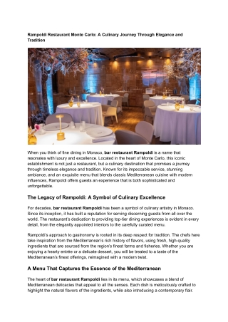 Rampoldi Restaurant Monte Carlo_ A Culinary Journey Through Elegance and Tradition