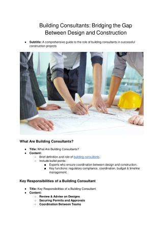 Building Consultants Bridging the Gap Between Design and Construction