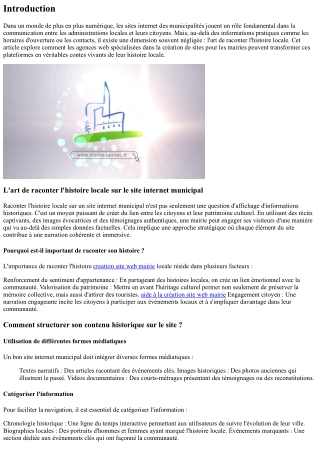 L'art de raconter l'histoire locale sur le site internet municipal