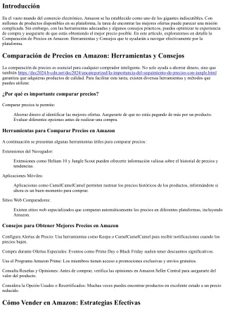 Comparación de Precios en Amazon: Herramientas y Consejos