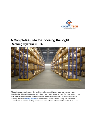 A Complete Guide to Choosing the Right Racking System in UAE