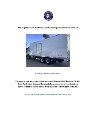 Moving Interstate Australia | Australianexpressremovals.com.au