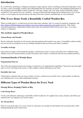 Why Every Home Needs a Beautifully Crafted Wooden Box