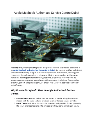 Apple Macbook Authorised Service Centre Dubai