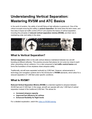 Understanding Vertical Separation_ Mastering RVSM and ATC Basics