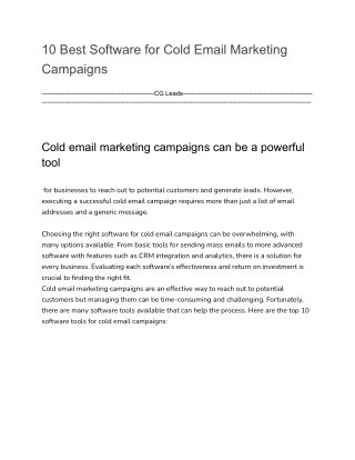 10 Best Software for Cold Email Marketing Campaigns