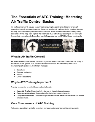 The Essentials of ATC Training_ Mastering Air Traffic Control Basics