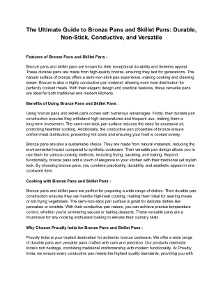 The Ultimate Guide to Bronze Pans and Skillet Pans_ Durable, Non-Stick, Conductive, and Versatile
