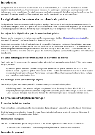 La digitalisation du secteur des marchands de palettes