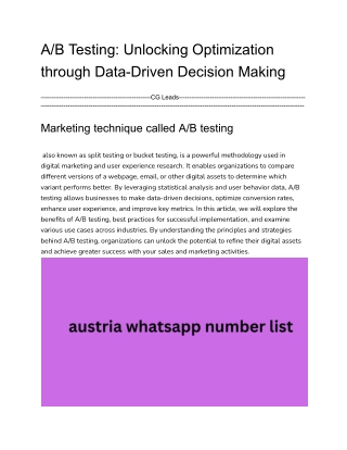 A_B Testing_ Unlocking Optimization through Data-Driven Decision Making
