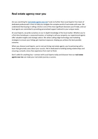 Reliable real estate agents near you