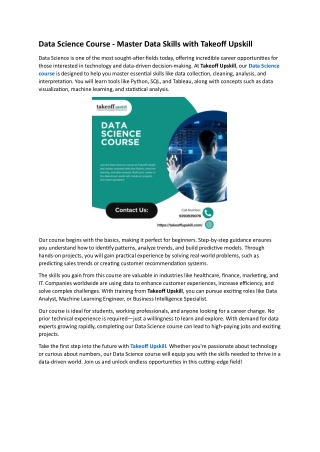 Data Science Course - Master Data Skills with Takeoff Upskill