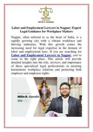 Labor and Employment Lawyers in Nagpur Expert Legal Guidance for Workplace Matters