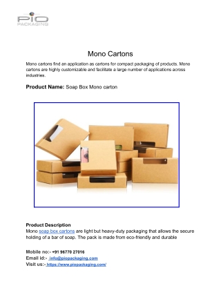 Mono Carton Manufacturers In Chennai, Tamil Nadu