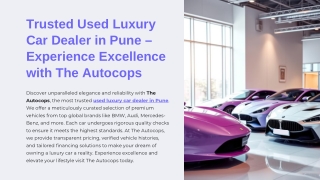 Trusted Used Luxury Car Dealer in Pune – Experience Excellence with The Autocops