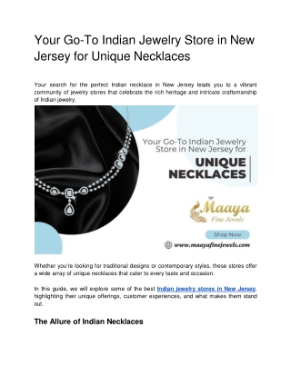 Your Go-To Indian Jewelry Store in New Jersey for Unique Necklaces