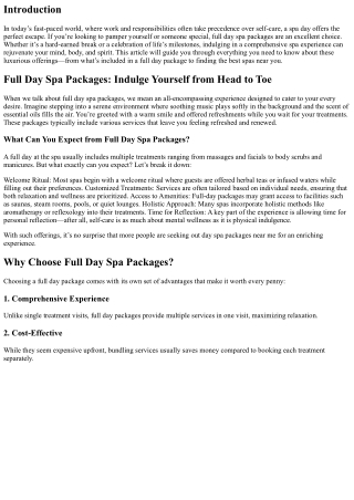 **Full Day Spa Packages: Indulge Yourself from Head to Toe**