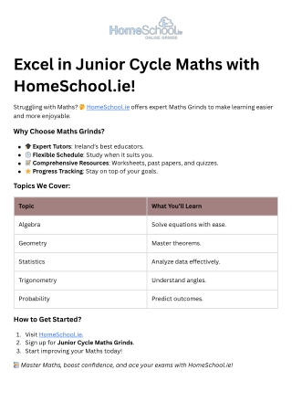 Excel in Junior Cycle Maths with HomeSchool.ie!