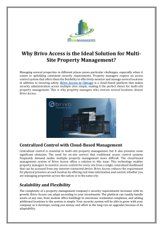 Why Brivo Access is the Ideal Solution for Multi-Site Property Management?