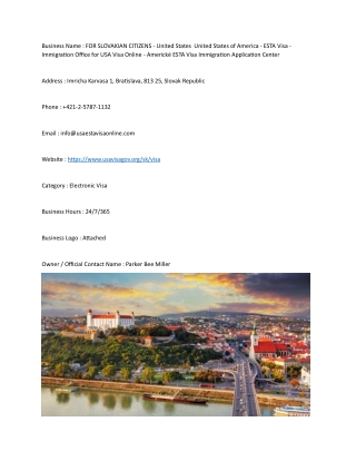 FOR SLOVAKIAN CITIZENS - United States  United States of America - ESTA Visa - I
