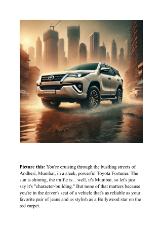 Why Renting a Toyota Fortuner in Andheri, Mumbai is a Game-Changer