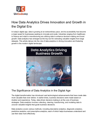 How Data Analytics Drives Innovation and Growth in the Digital Era