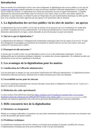La digitalisation des services publics via les sites de mairies