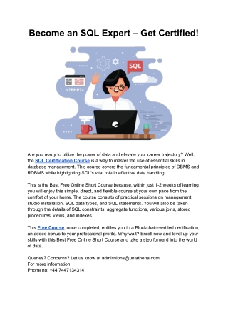 Become an SQL Expert – Get Certified