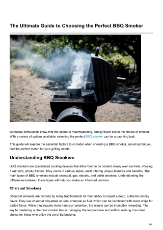 The Ultimate Guide to Choosing the Perfect BBQ Smoker