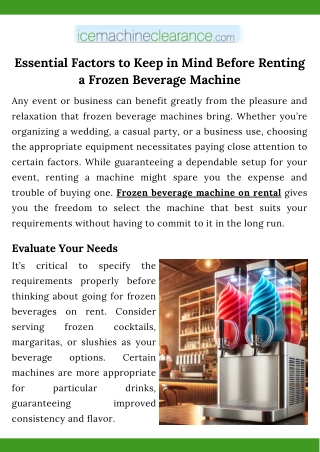 Essential Factors to Keep in Mind Before Renting a Frozen Beverage Machine