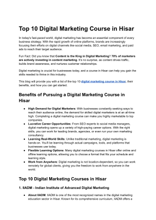 Digital Marketing Course in Hisar