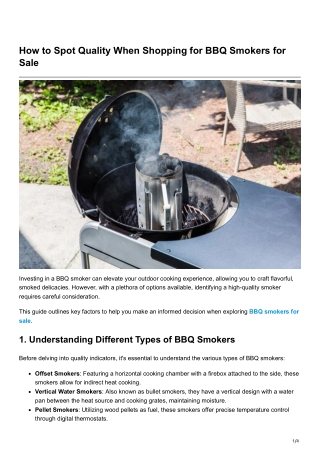 How to Spot Quality When Shopping for BBQ Smokers for Sale