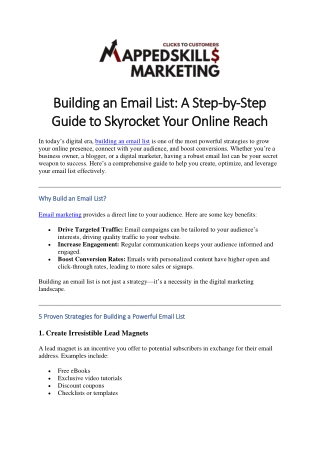Building an Email List: A Step-by-Step Guide to Skyrocket Your Online Reach