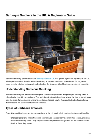 Barbeque Smokers in the UK A Beginner's Guide