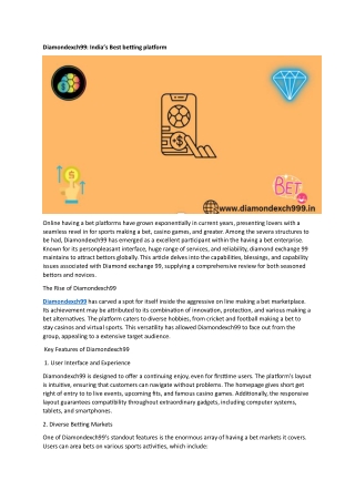 Diamondexch99 India’s Best betting platform