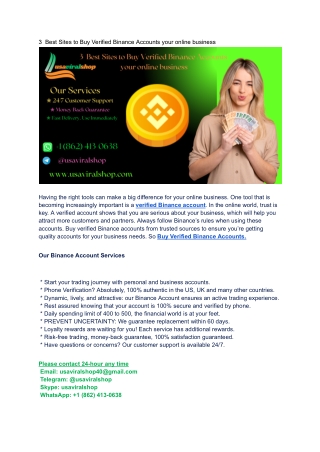 3  Best Sites to Buy Verified Binance Accounts your online business