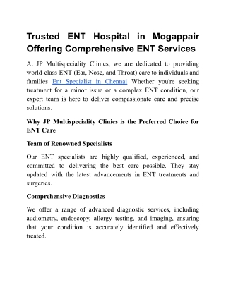 ENT Hospital in Mogappair