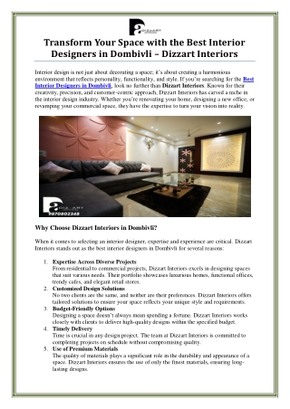 Best Interior Designers in Dombivli