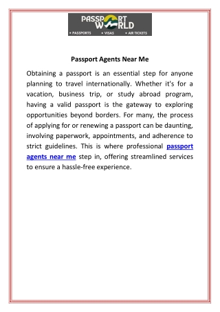 Passport Agents Near Me
