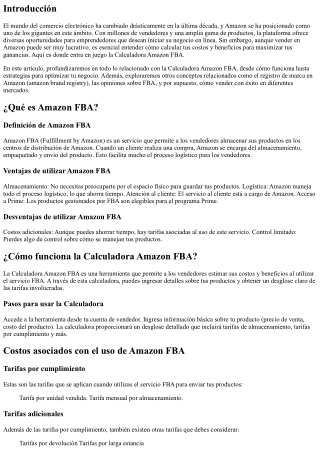 Calculadora Amazon FBA: Cómo Calcular tus Costos y Beneficios