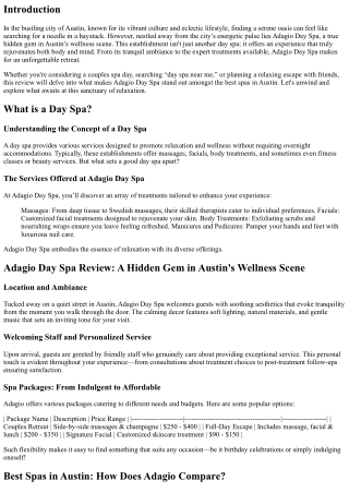 Adagio Day Spa Review: A Hidden Gem in Austin's Wellness Scene