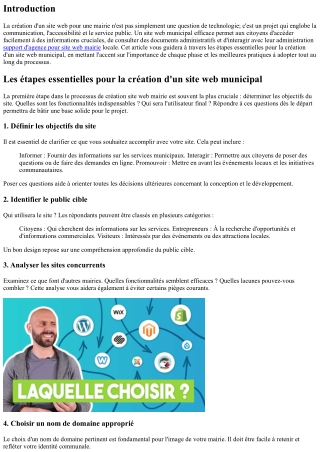 Les étapes essentielles pour la création d'un site web municipal